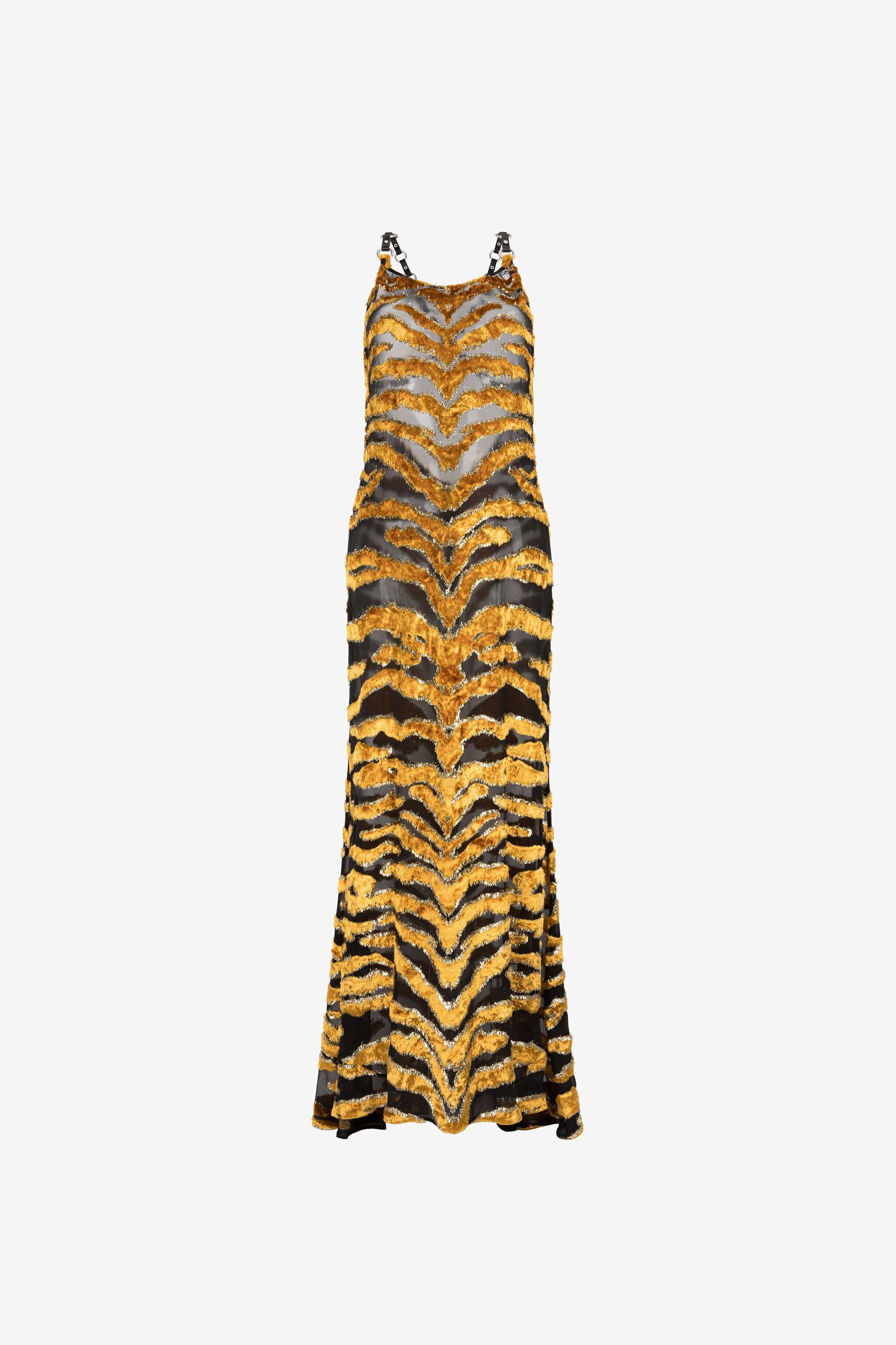 RC Robe longue à motif tigré au fil coupé Or PWT141-FY058