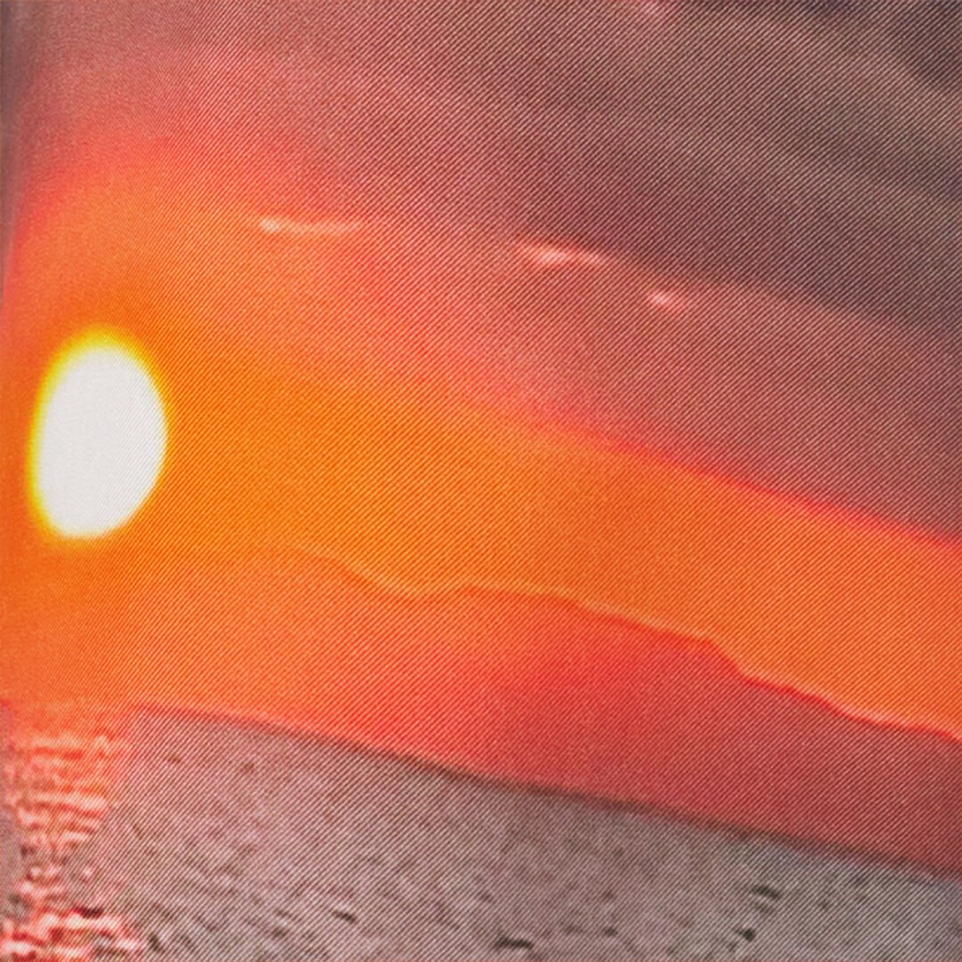 RC Seidenshorts Mit Sonnenuntergang-Print Blau/Orange UMT272-4QP89