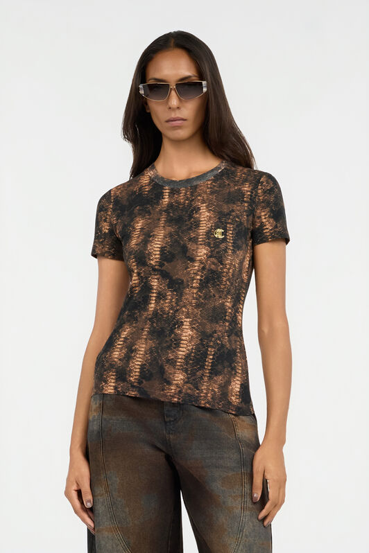 JC Python Print T-Shirt BRUNETTE VFT184-VF307