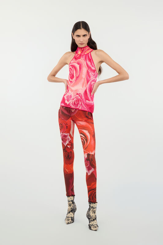 RC Leggings Mit Print Garden Rose Rot UKT25B-OON48