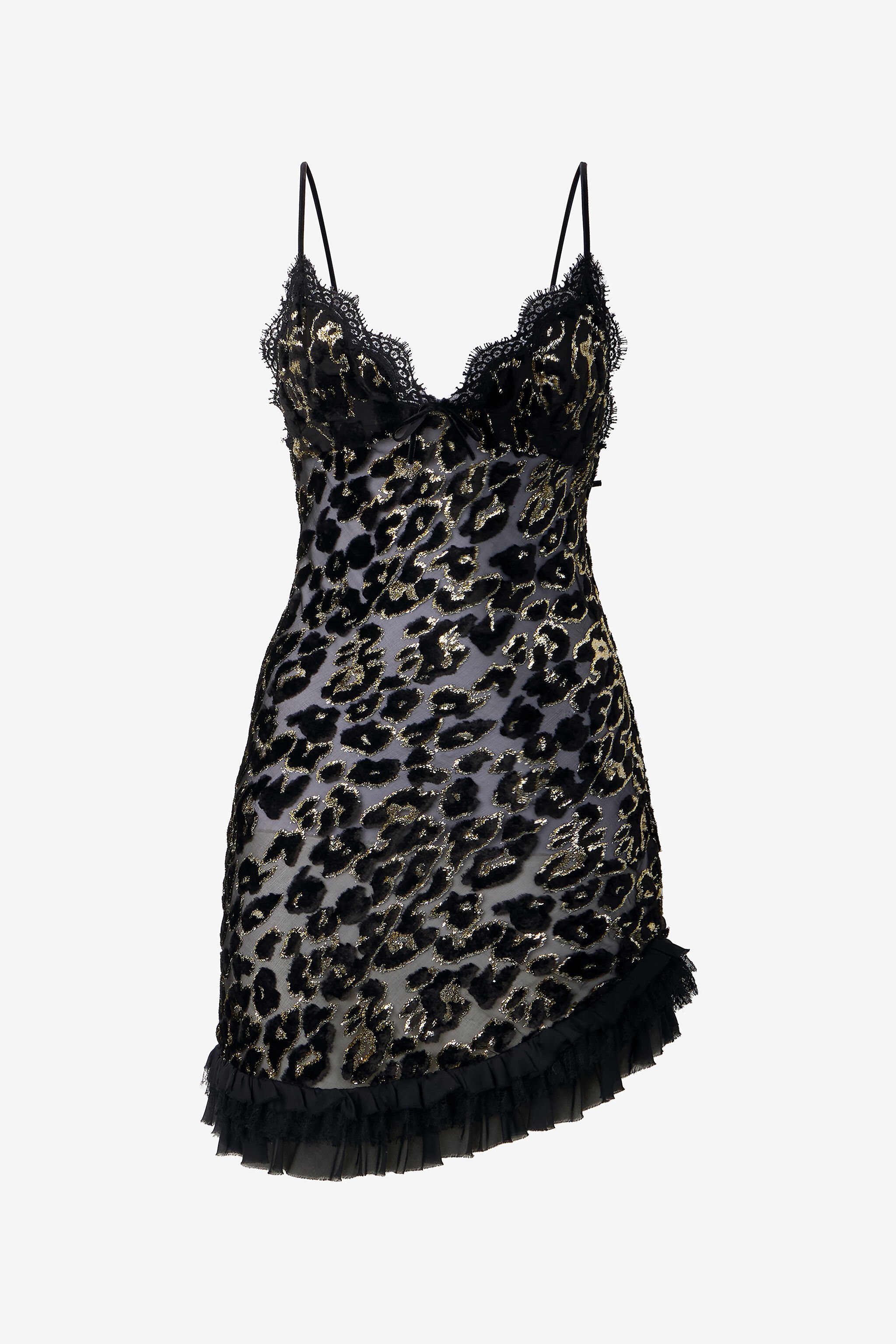 RC Silk Mini Dress with Ruffles Black VQT118-FC005