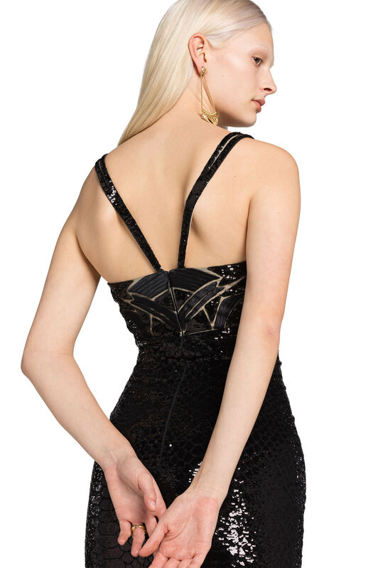 RC Python Ramage Sequin-Embellished Dress Negro KQR137-RT020