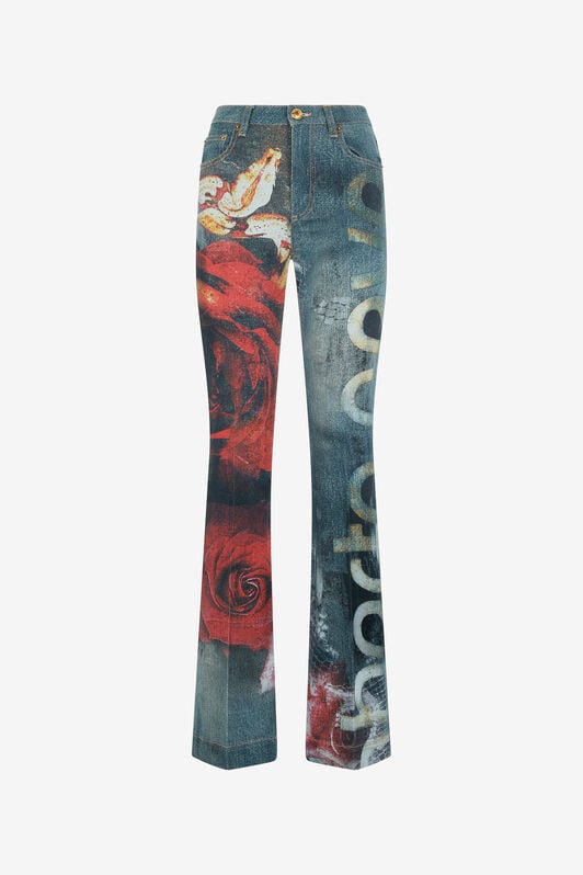 RC Garden Rose Print Jeans RC Garden Rose Print Jeans Black/White UKJ221-VMN86
