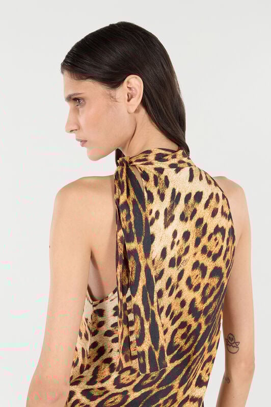 RC Halter Top with Jaguar Skin Print RC Halter Top with Jaguar Skin Print Brown VKT611-LXP73