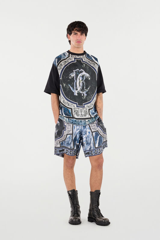 RC T-Shirt Mit Print Marble Und Verzierungen Dunkelblau URT62A-4QN85