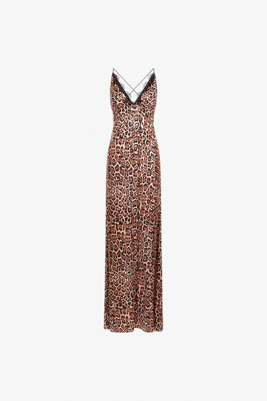 RC Slip dress with Leopard print Braun NOT10E-FXM81