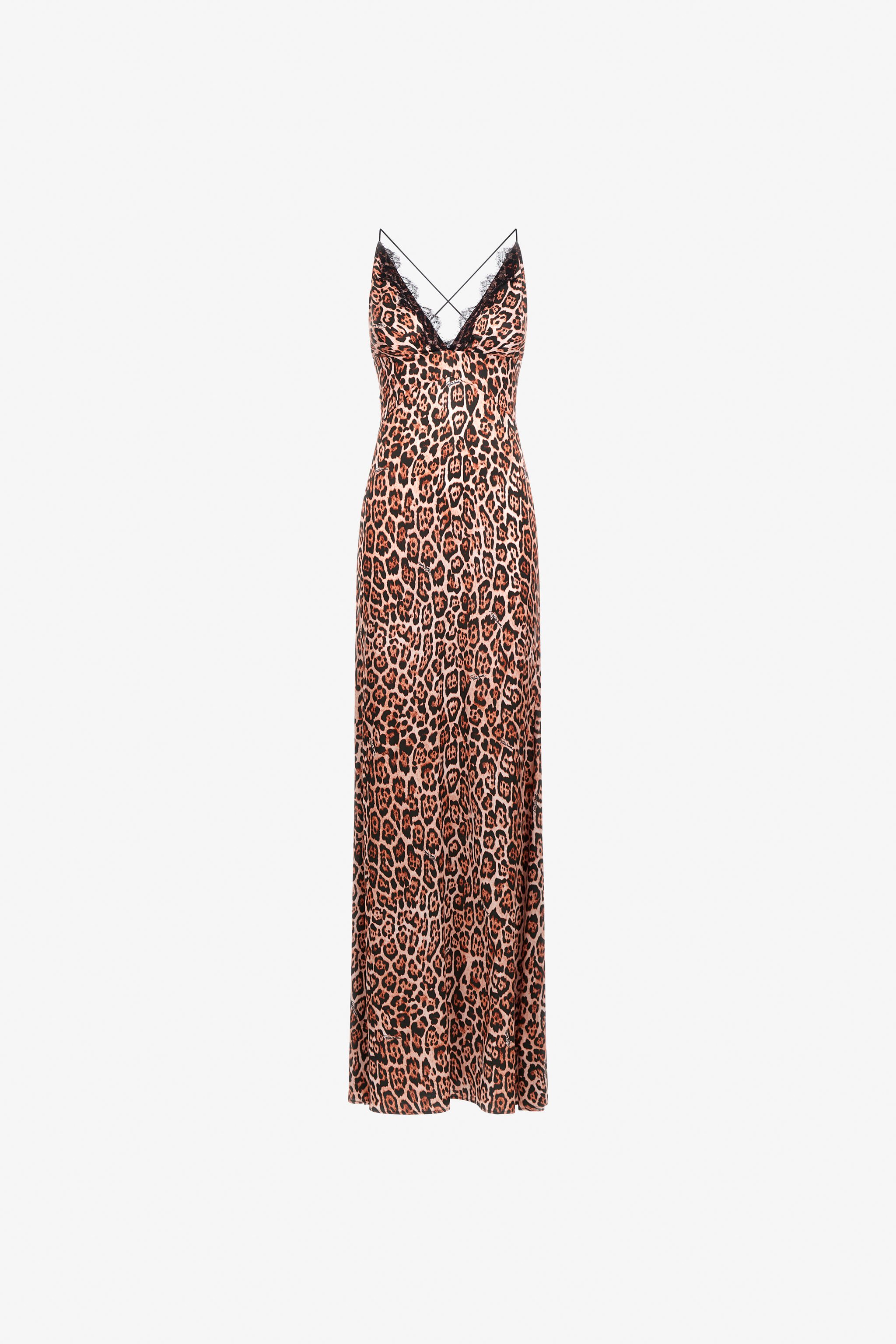 RC Slip dress with Leopard print Braun NOT10E-FXM81