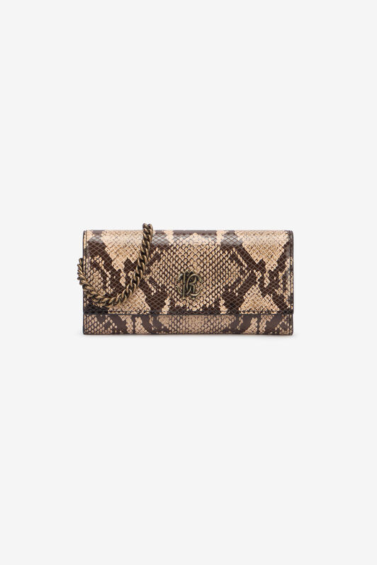 RC Snake Print Wallet On Chain with Mirror Snake Monogram ROCK BEIGE QOA00D-PZO36