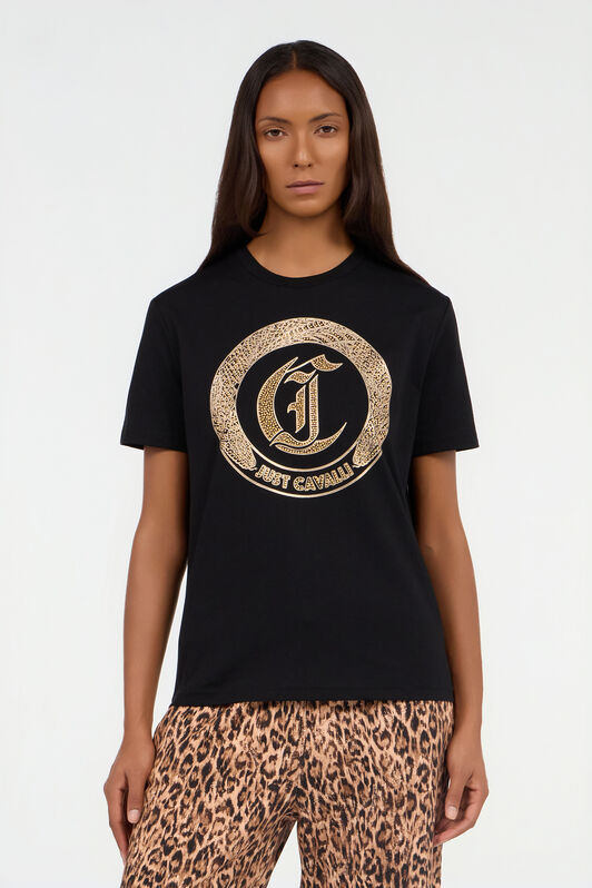 JC T-Shirt Nera BLACK/GOLD VFT180-VF303