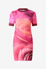 ${brand} Short Rose-Print Dress With Glittery Trims ${colorDescription} ${masterID}