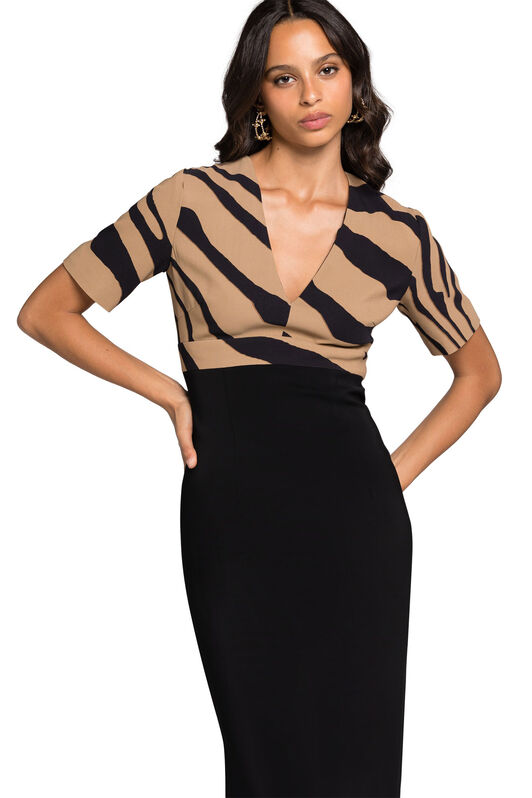 RC Tiger-Print Dress Marron clair KOT10A-ORL60