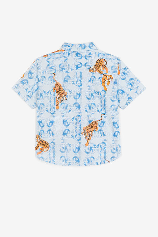 JU Tiger logo-print short-sleeved shirt JU Tiger logo-print short-sleeved shirt Light blue QJT710-4FG20
