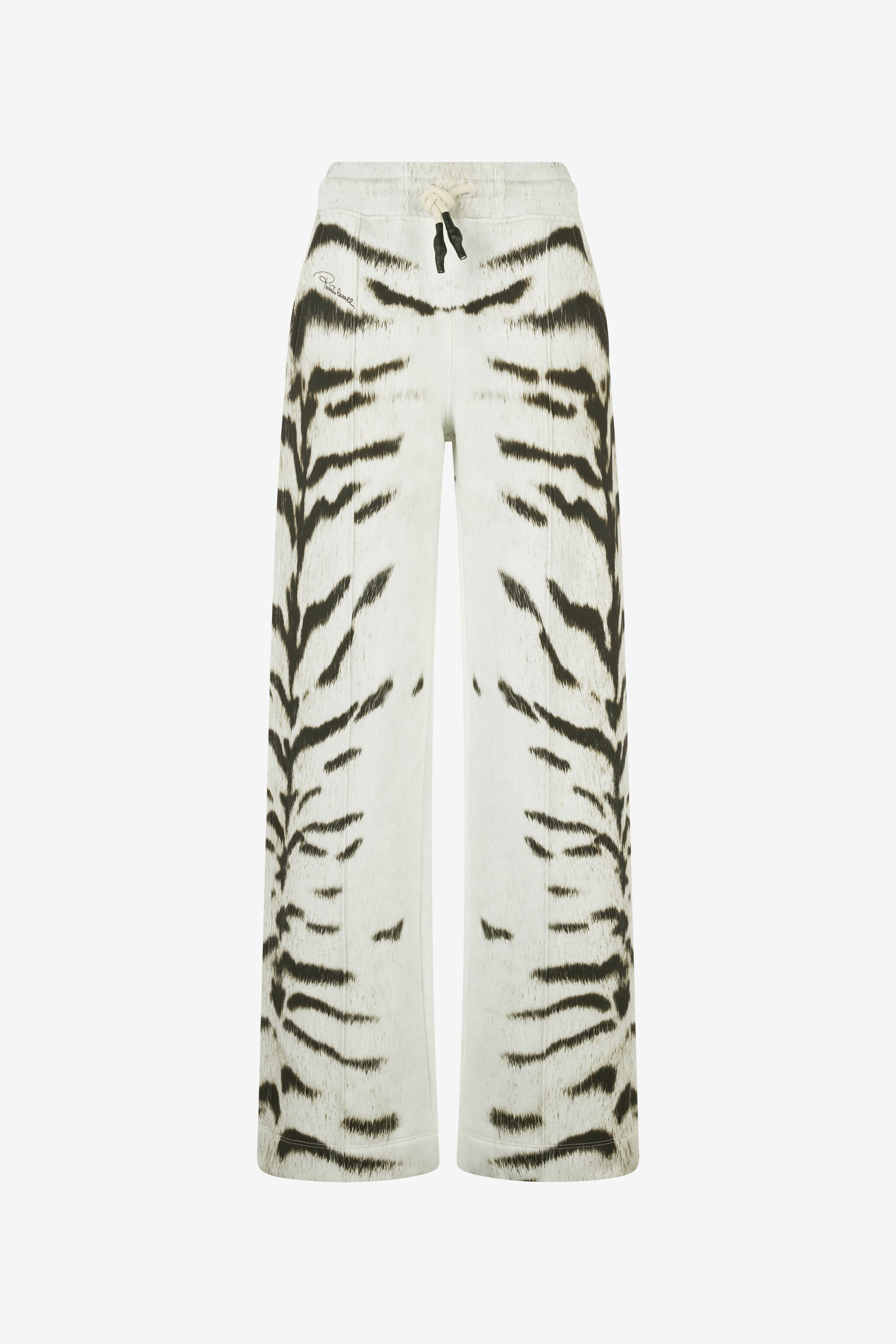 RC Pantaloni sportivi da donna con stampa Tigresse Bianca OGAT X Roberto Cavalli Nero/Bianco UQT20A-2GA39