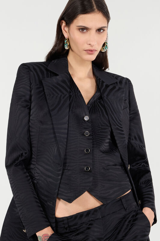 RC Blazer With Solid-Color Tiger Skin Design Black UKT405-TJ033