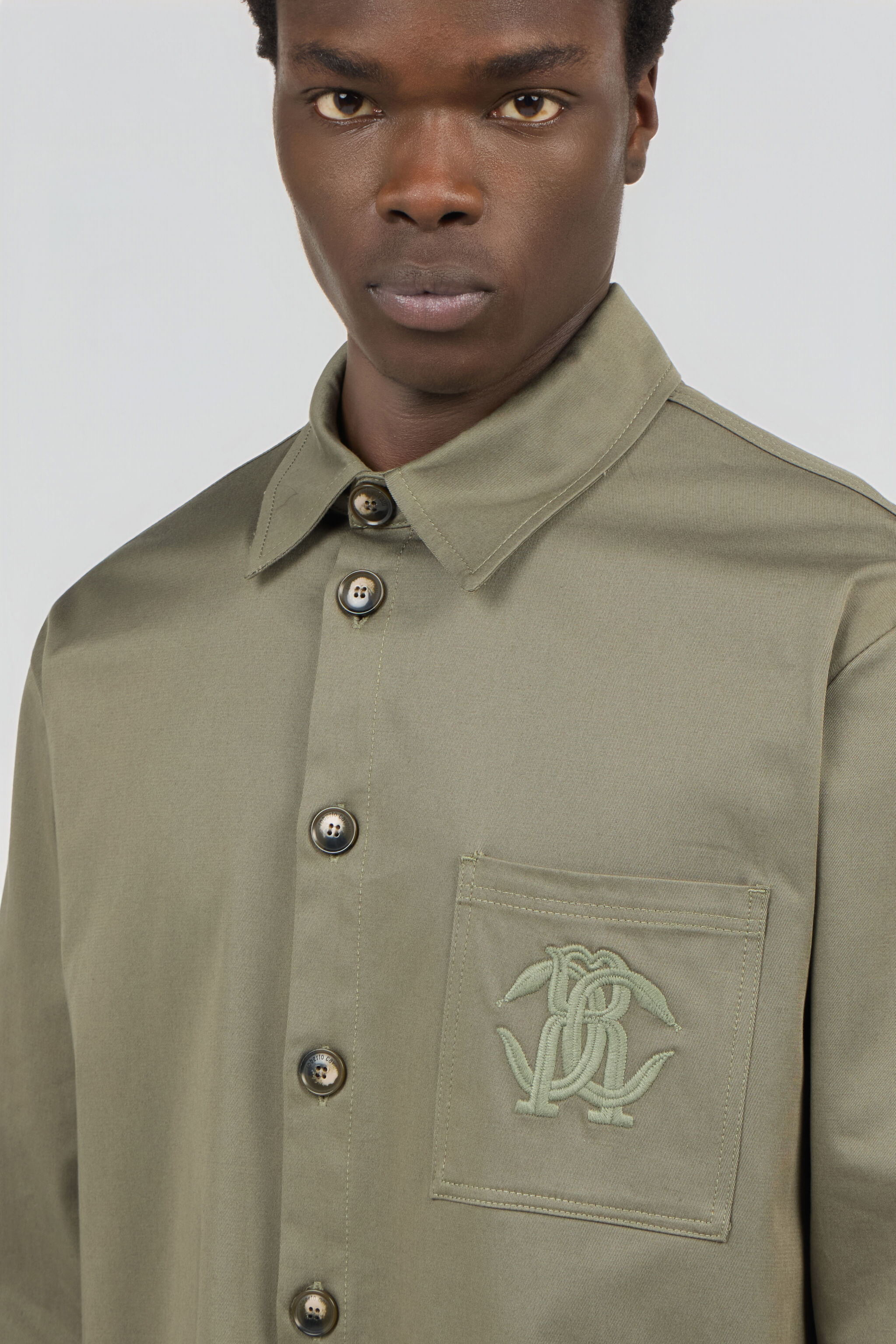 Military Green Shirt Jacket with Monogram RC in MILITARY GREEN for