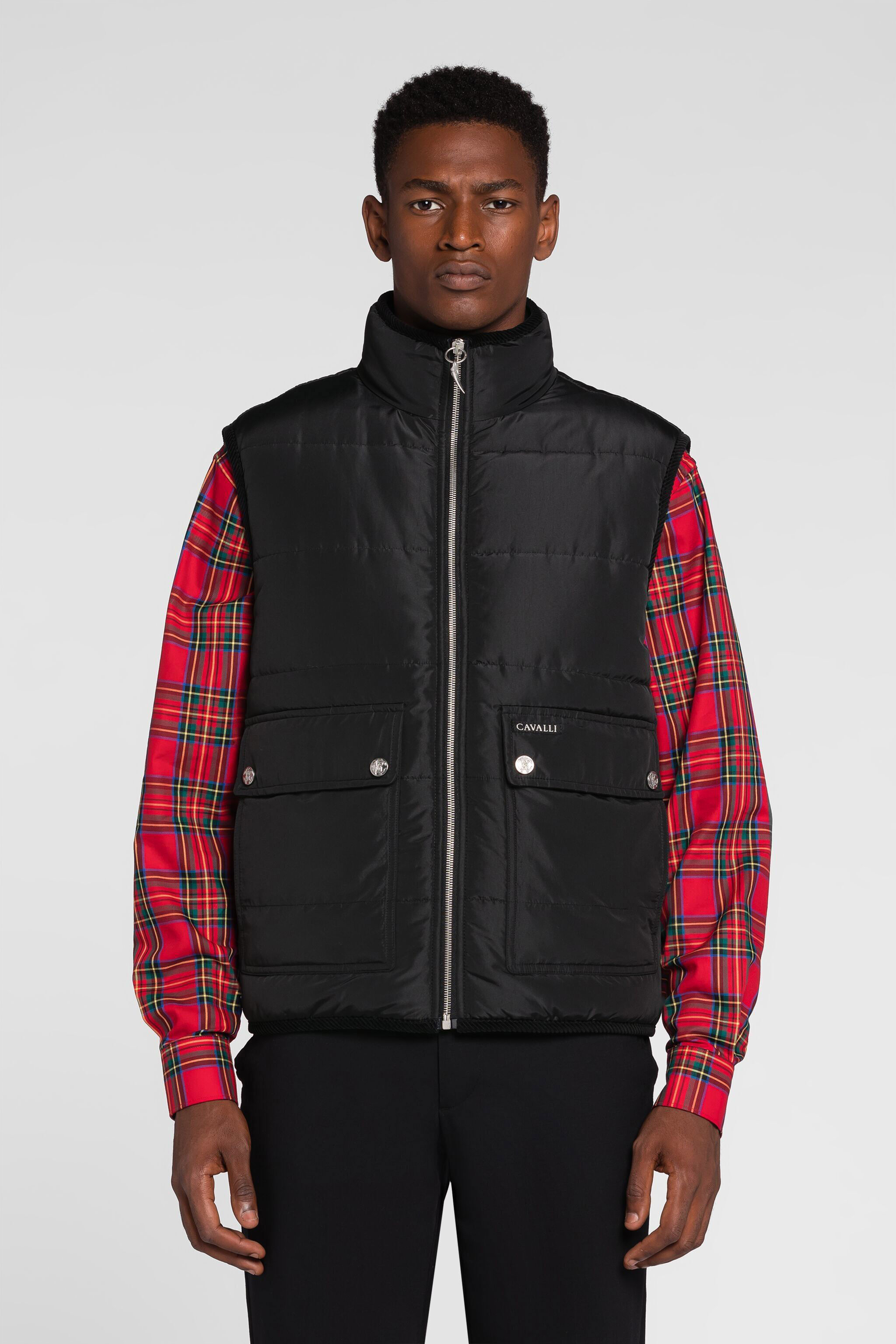 RC Slogan-Print Padded Gilet Black PRT836-SB095