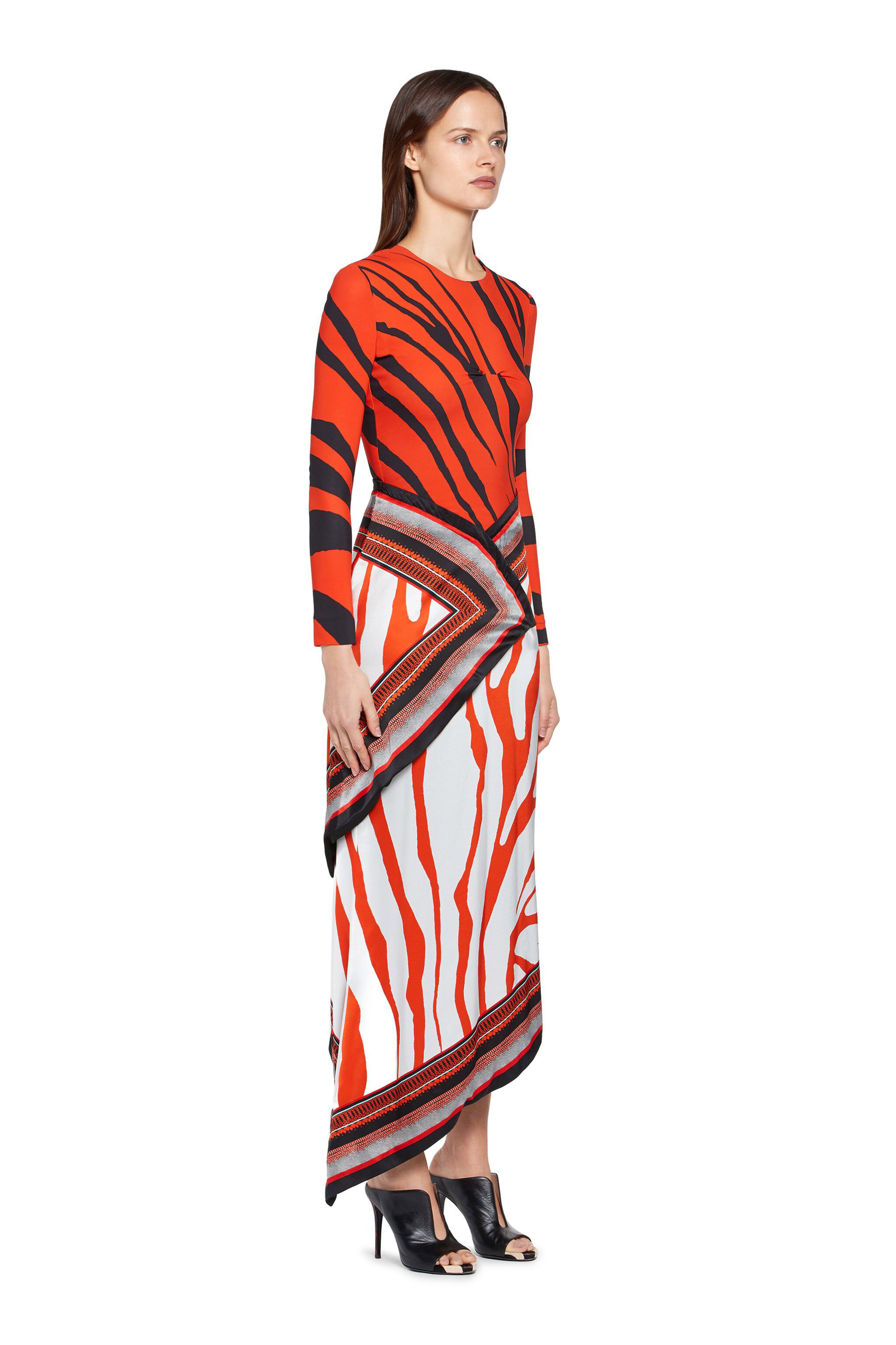 RC Animal foulard print silk dress CADMIUM/BLACK HQT121-SZM15