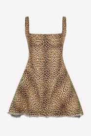 ${brand} Ausgestelltes Kleid mit Bbay Jaguar-Print und ausgefransten Abschlüssen ${colorDescription} ${masterID}