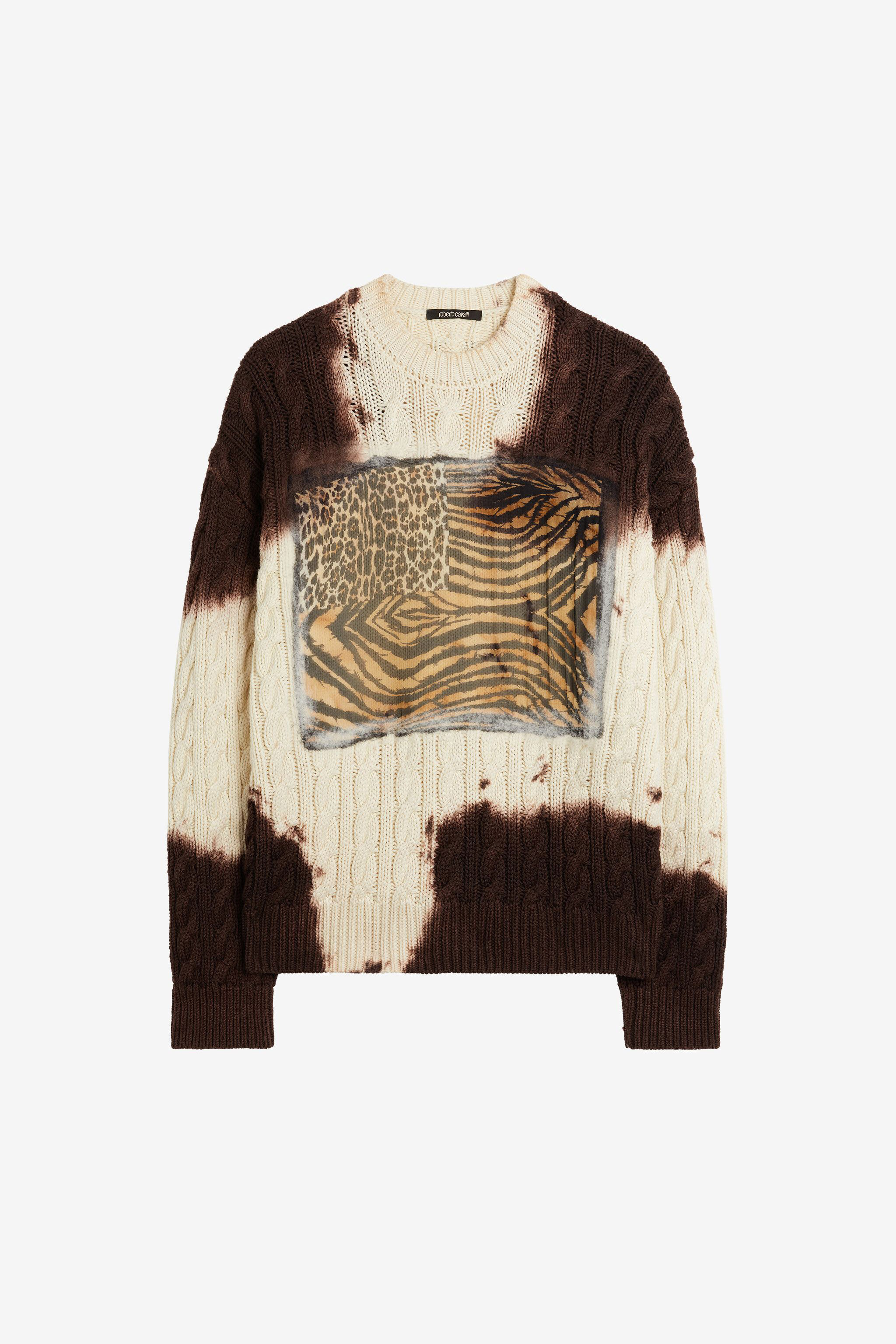 RC Maglione con motivo Animalier Patchwork Marrone scuro NNM604-MR001