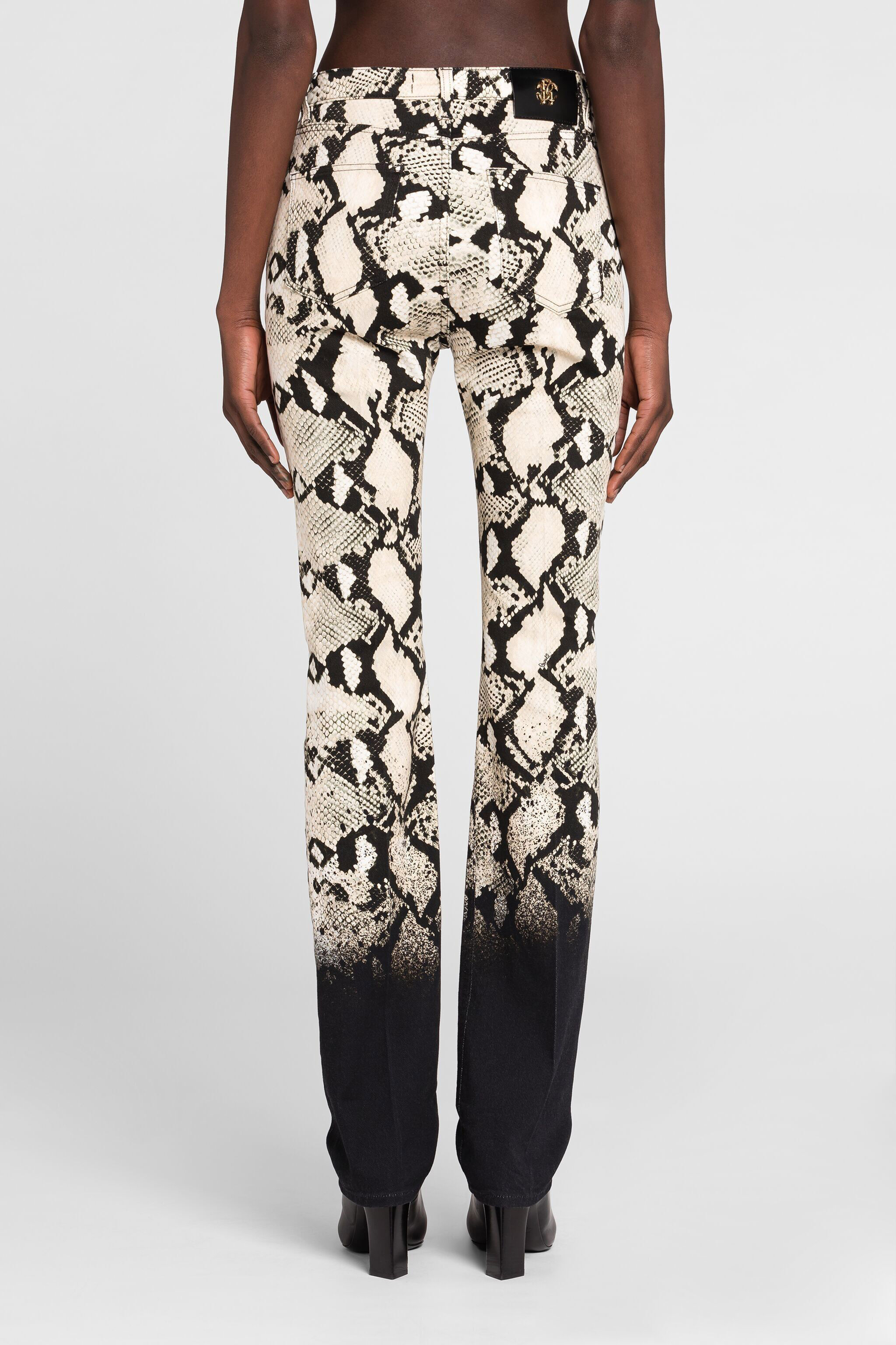 Python Print Straight Leg Jeans in Light brown for Women Roberto Cavalli