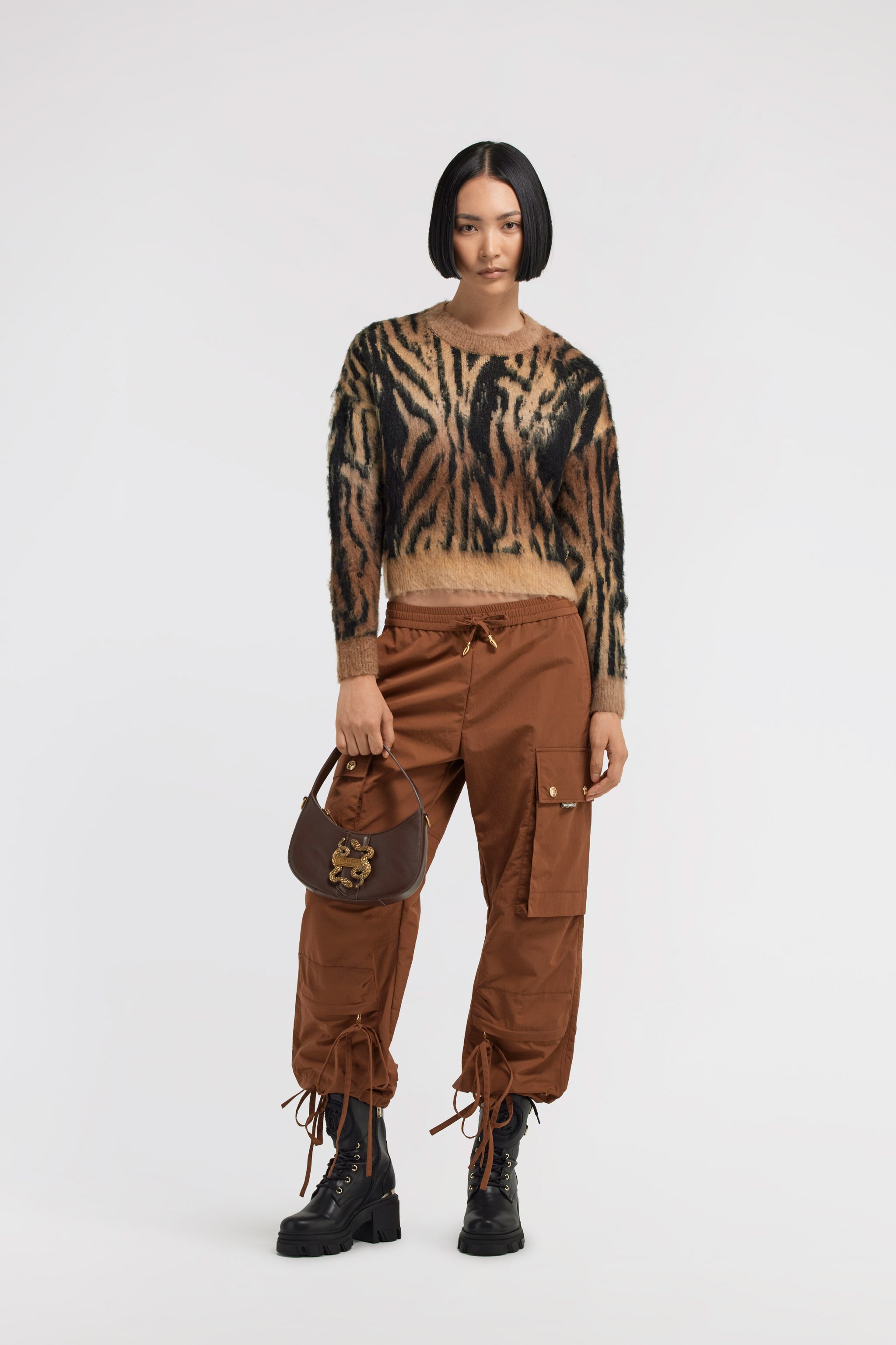 JC Just Cavalli crew neck sweater Light Brown TFM017-TF142