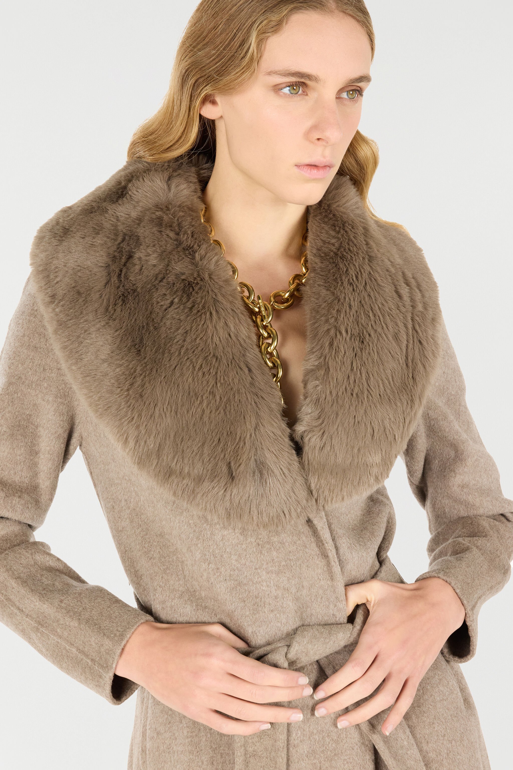 RC Cappotto Marrone in Lana e Cashmere TORTORA MELANGE OOT50B-WH016