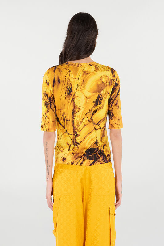 RC Silk-Wool Sweater with Amber Print RC Silk-Wool Sweater with Amber Print Yellow VKM615-MQ034