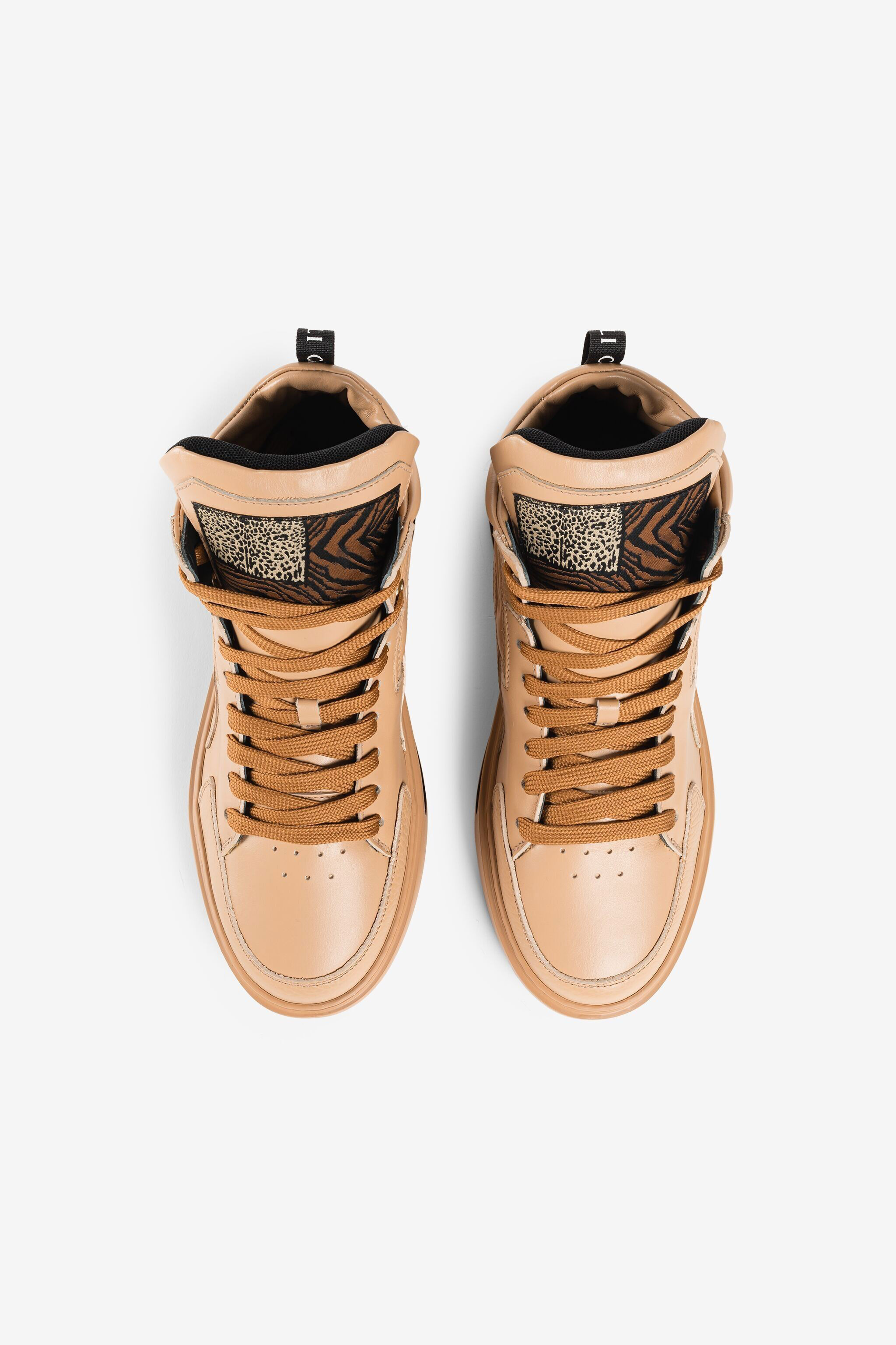 RC Animalier Patchwork-Print Appliqué Sneakers Light Brown PKS022-PZA65