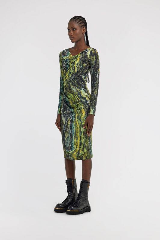 RC Marble print Dress Verde oscuro TWT140-LNN20
