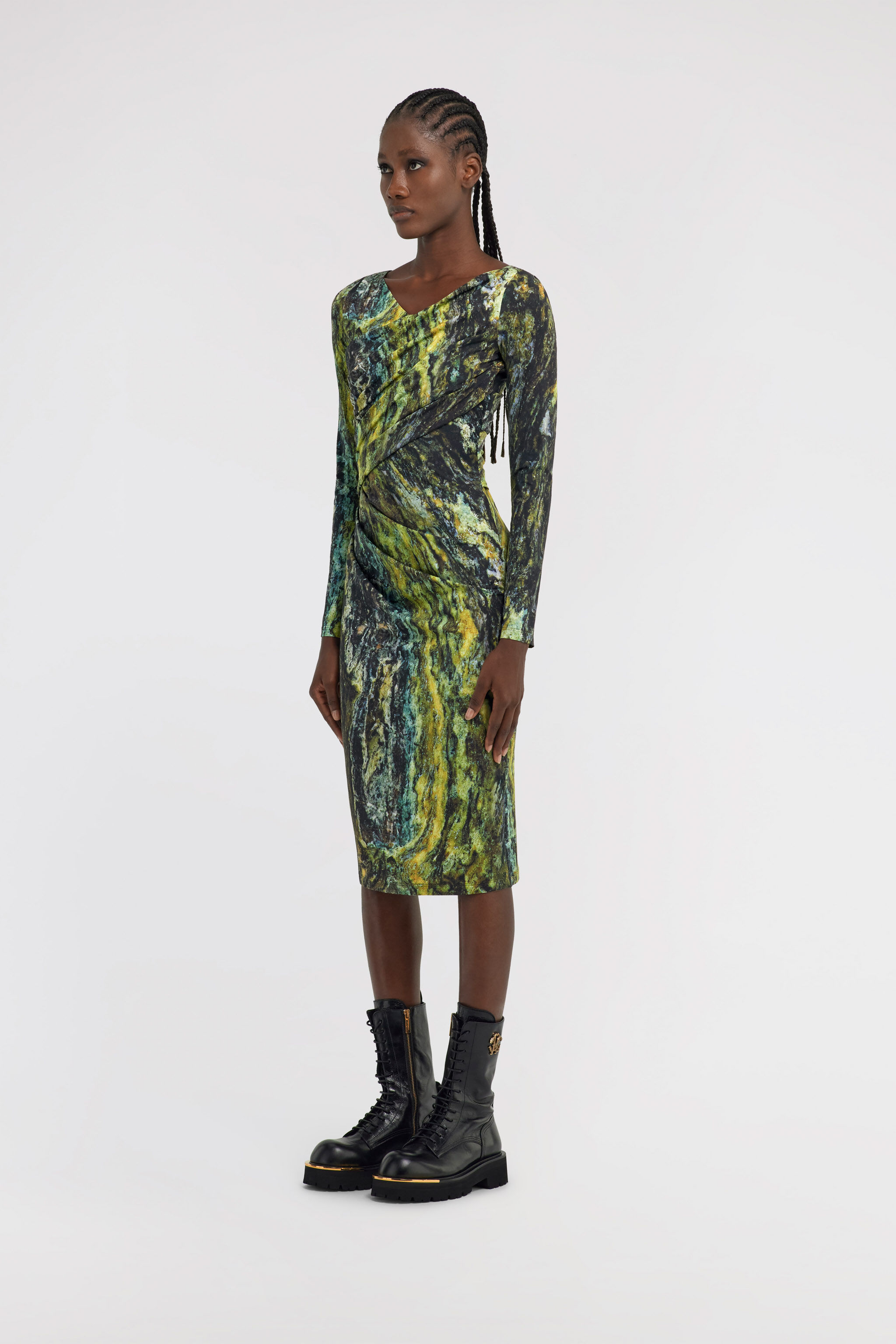 RC Marble print Dress Verde oscuro TWT140-LNN20