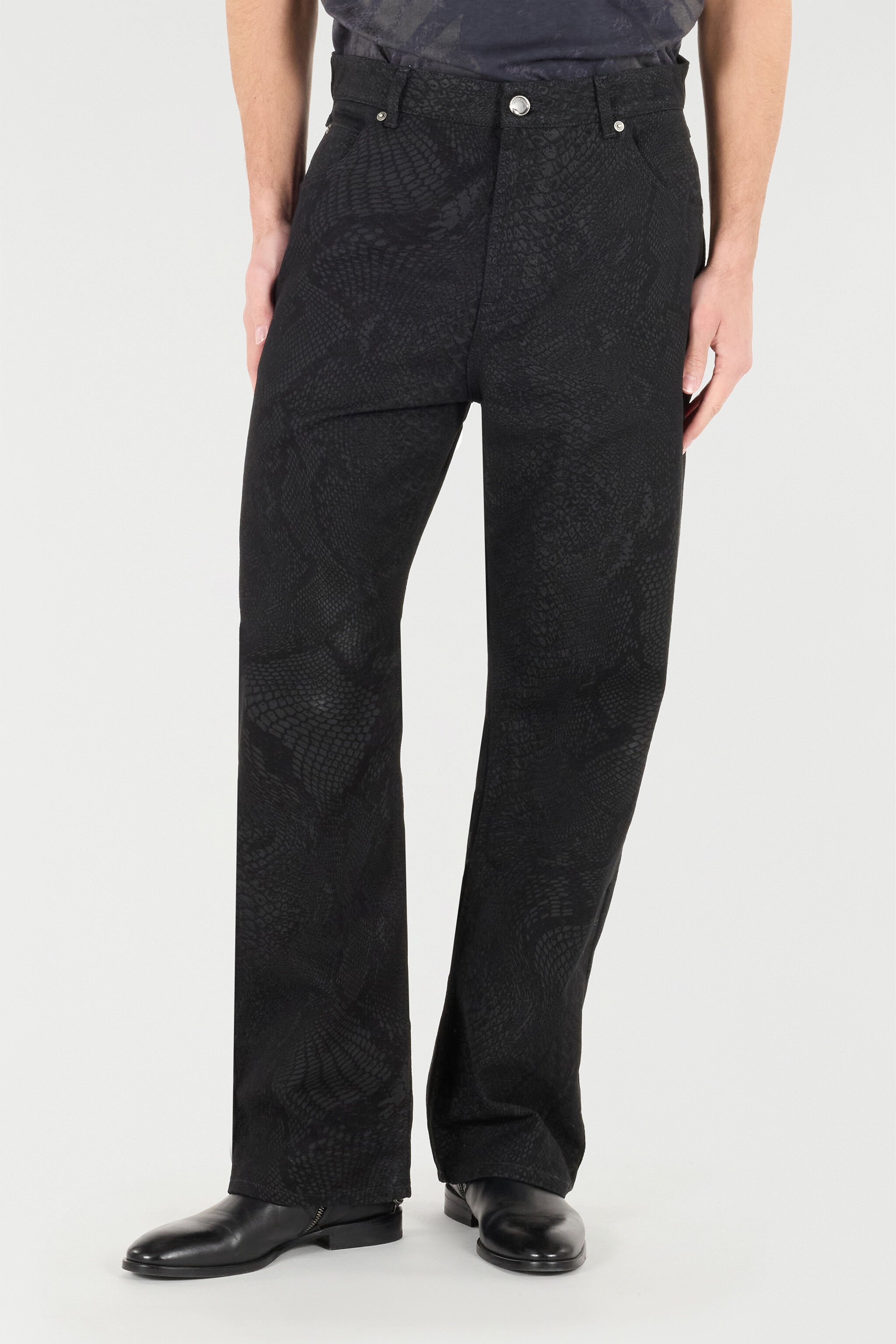 RC Pantalon À Imprimé Python Noir URJ210-4NN53