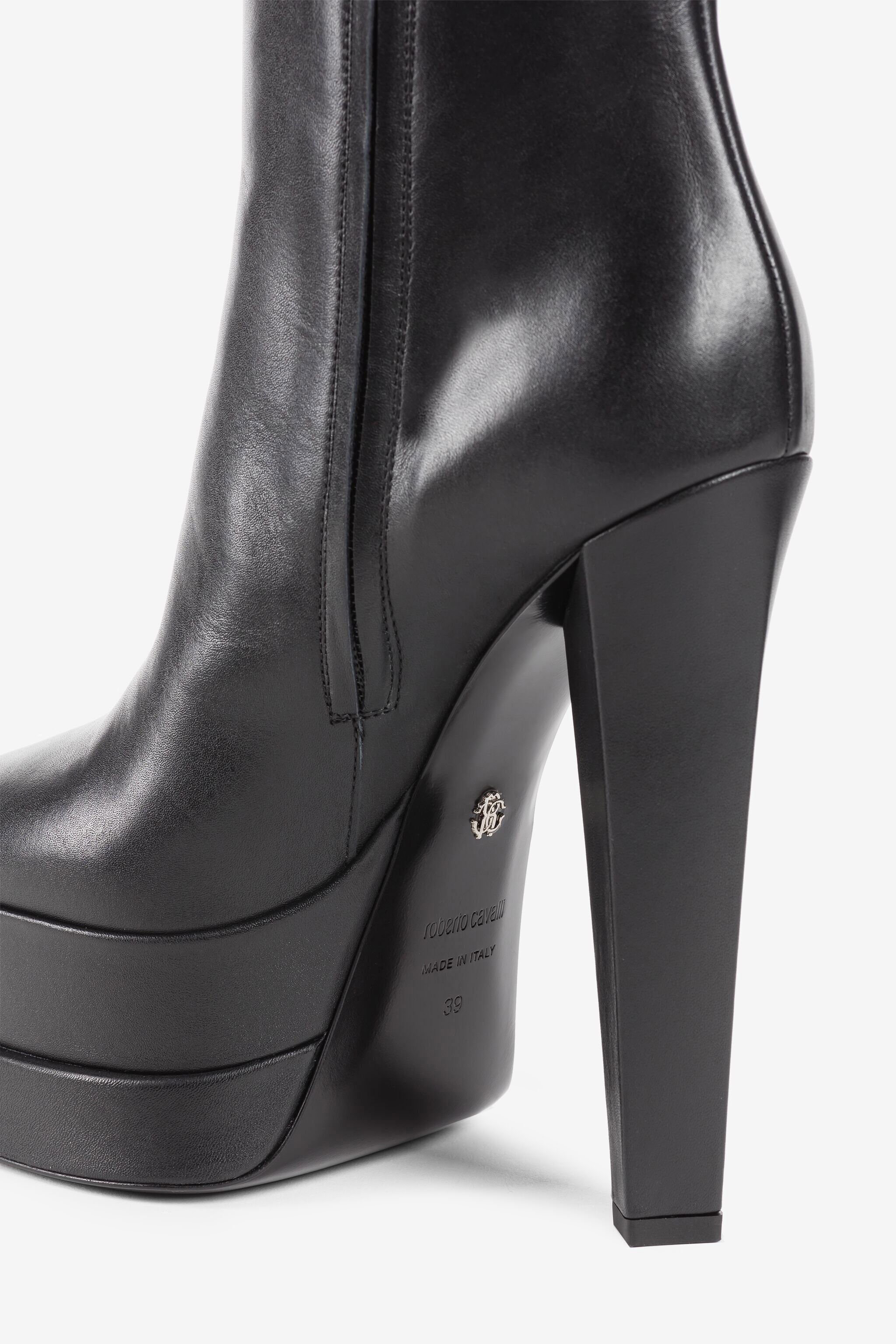 RC Botas de piel con plataforma Negro RKS010-PZV10