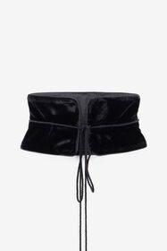 ${brand} Black Velvet Corset Belt With Tassels ${colorDescription} ${masterID}