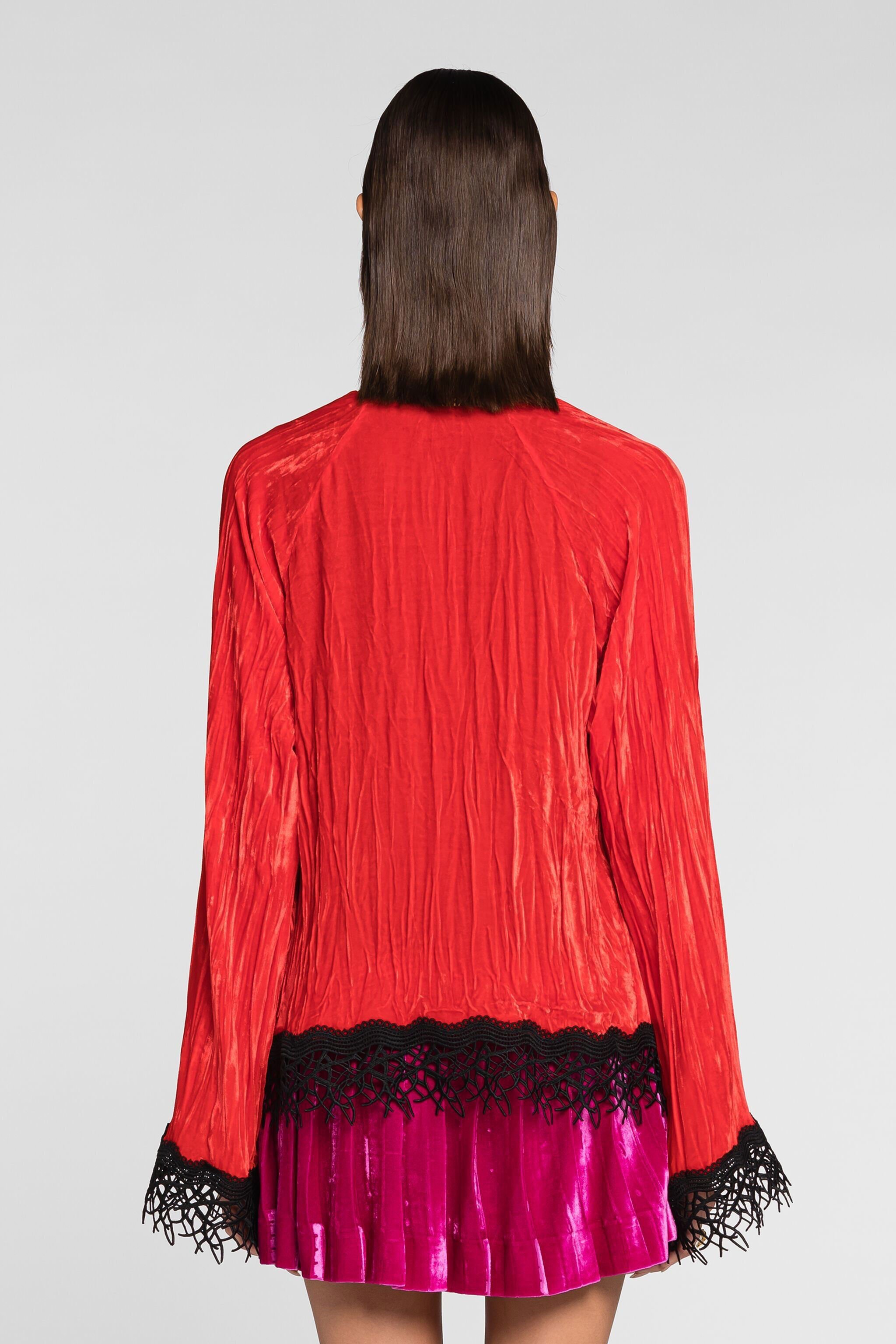 RC Lace-detailed velvet dress Red QKT124-VL067