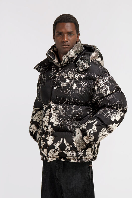 RC Plumífero con estampado Broccato Negro TRT810-5RN14
