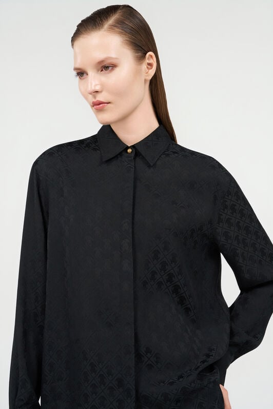 RC Camicia In Misto Seta con Monogram RC RC Camicia In Misto Seta con Monogram RC NERO VKT704-RK010