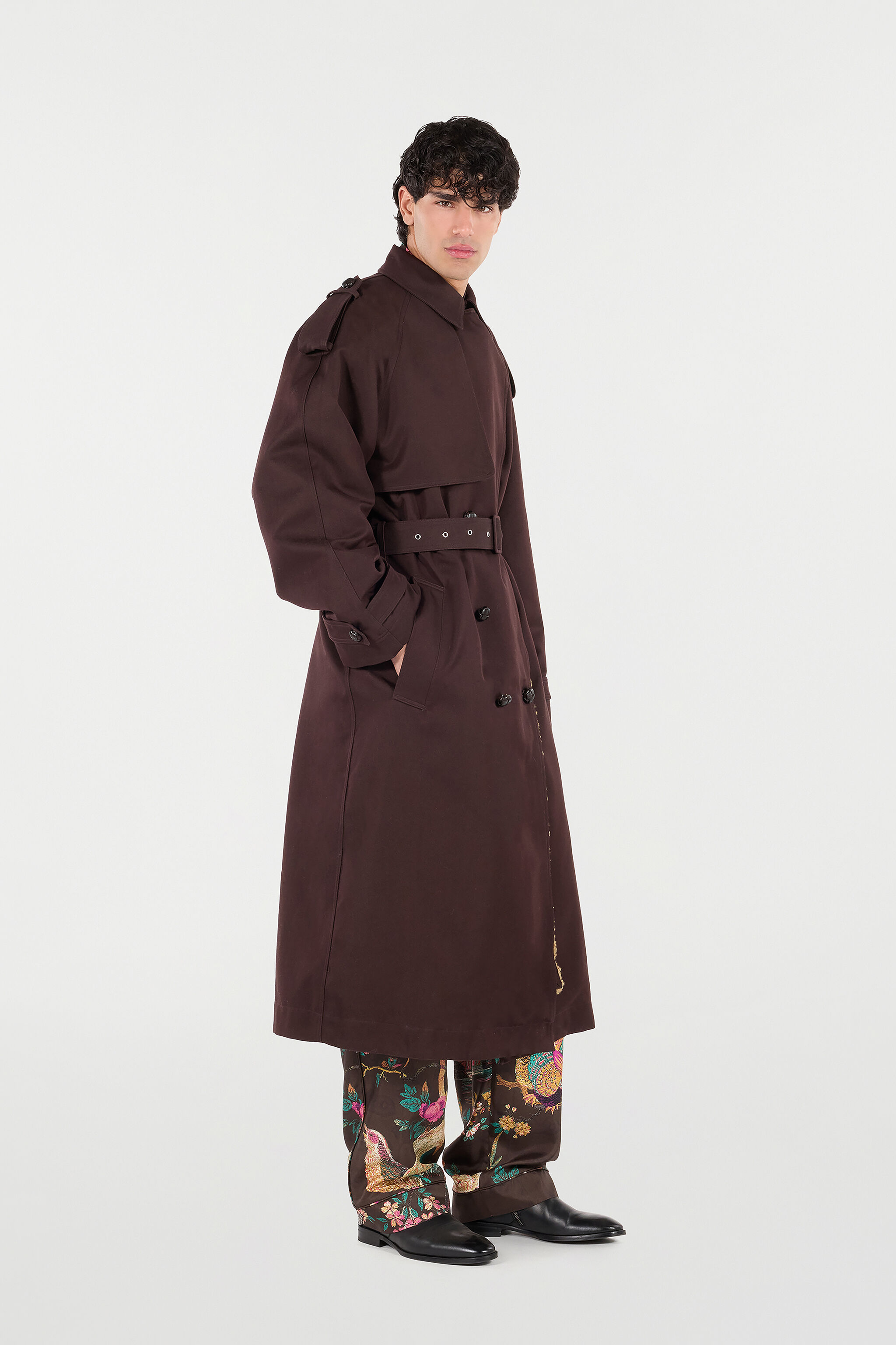 RC Long Trench Coat in Cotton Brown VRT531-FN071