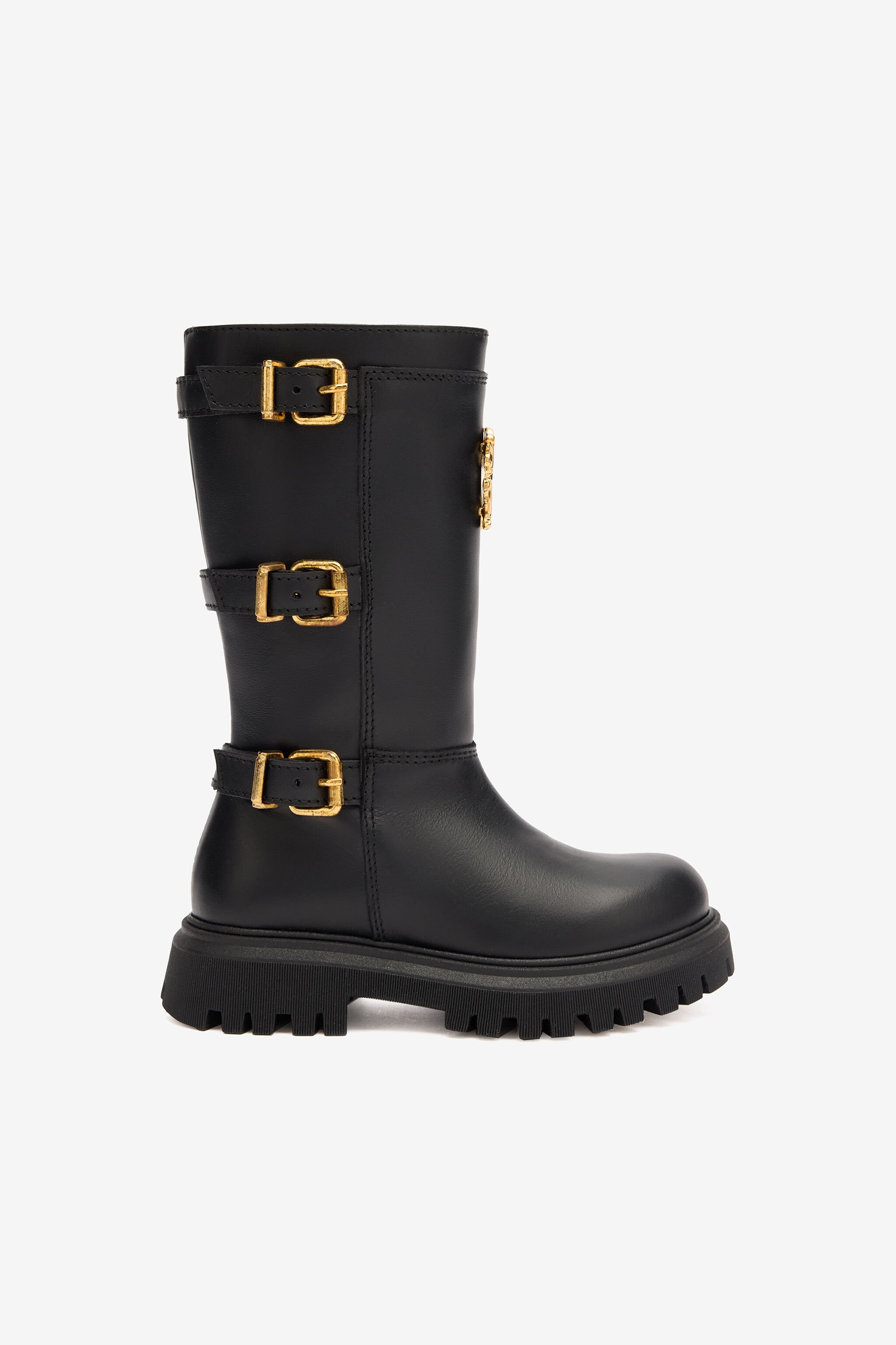JU Combat Boots With Buckles And RC Monogram BLACK TJS02Y-PZJ02