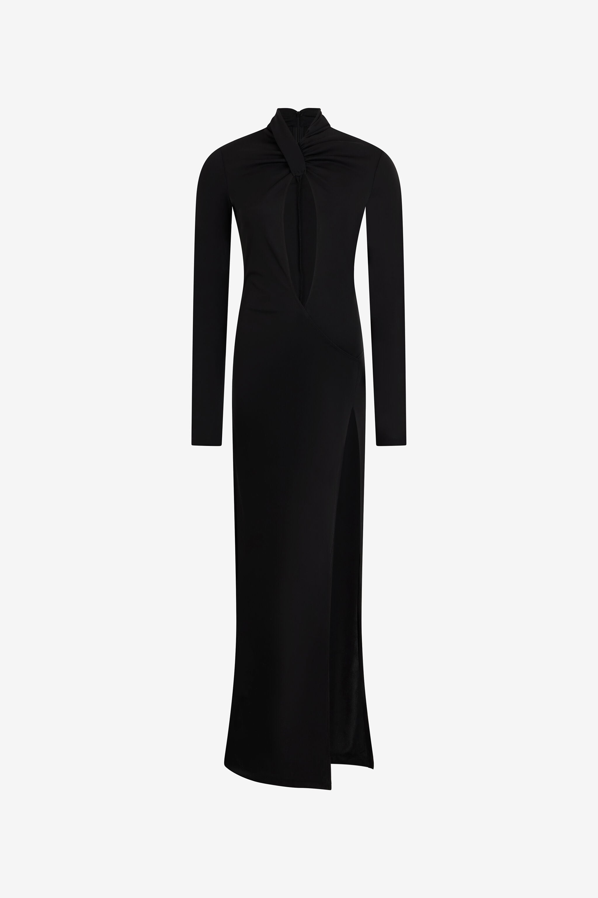 Long black dress with cut-out and slit in BLACK for Women