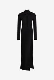 ${brand} Langes schwarzes Kleid mit Cut-Outs und Schlitz ${colorDescription} ${masterID}