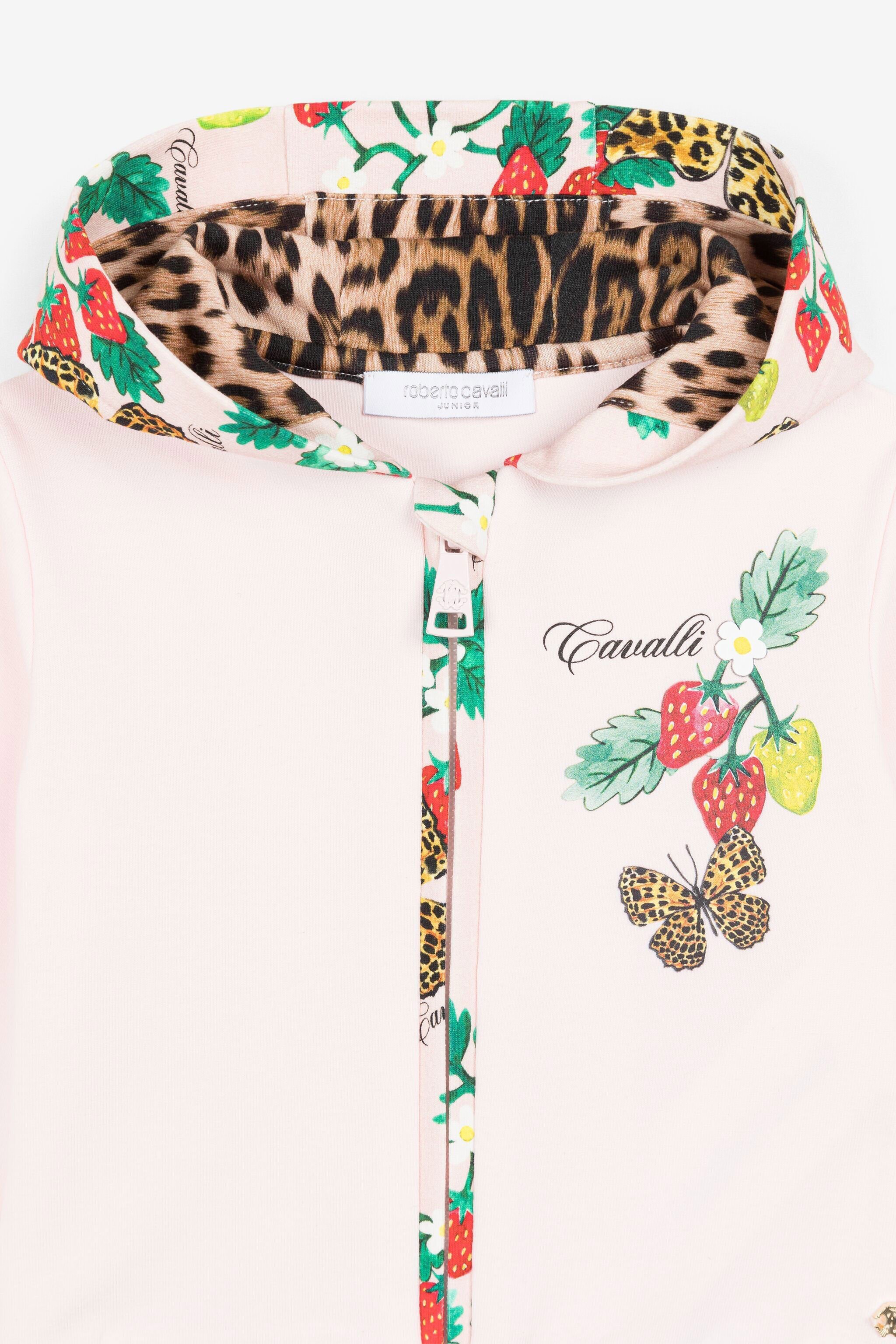 JU Butterfly And Strawberry-Print Zip Hoodie Pink QJT913-CF050