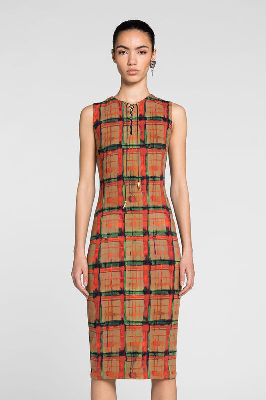 RC Tartan-Print Lace-Up Dress RC Tartan-Print Lace-Up Dress MULTICOLOR PKT112-LNE39