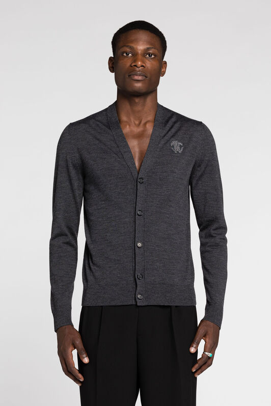 RC Mirror Snake-Embroidered Wool Cardigan RC Mirror Snake-Embroidered Wool Cardigan DARK GRAY RRM612-MQ001