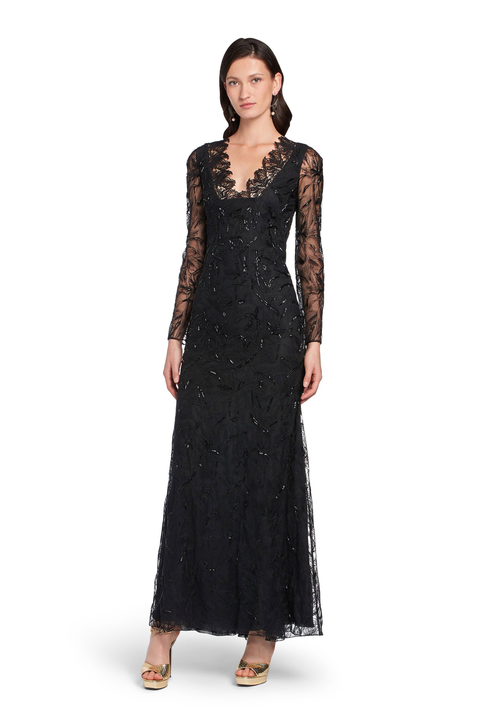 RC Schwarze Robe mit Spitzenlage Schwarz HQR192-RP061