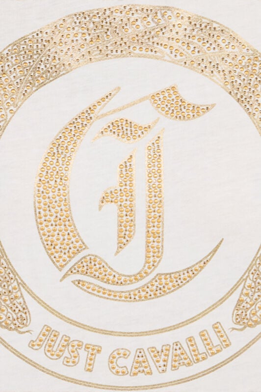JC T-Shirt in Weiß mit Logo und Nieten WHITE/GOLD VFT180-VF303