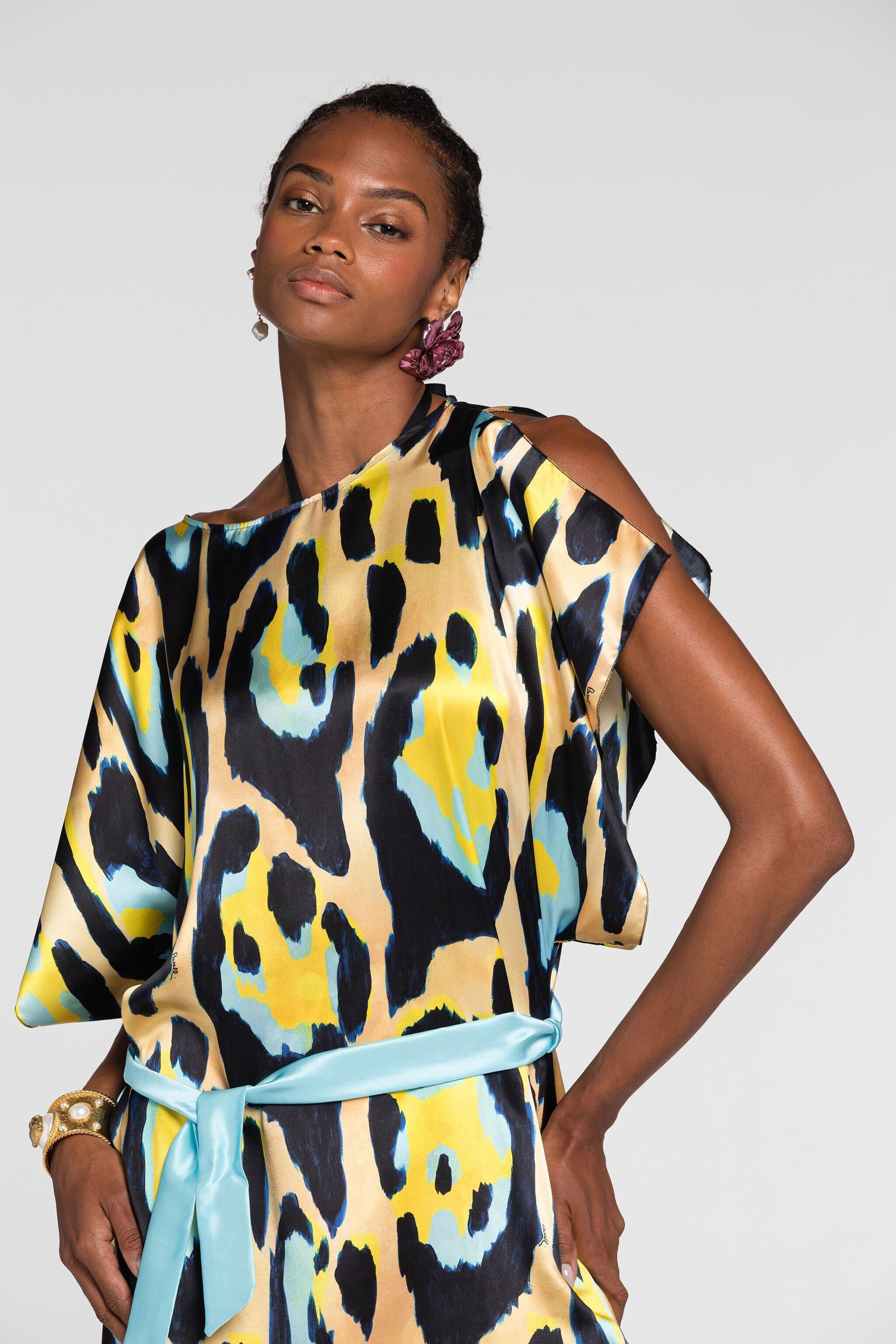 RC Leopard print beach dress Yellow QKW00P-2NF54