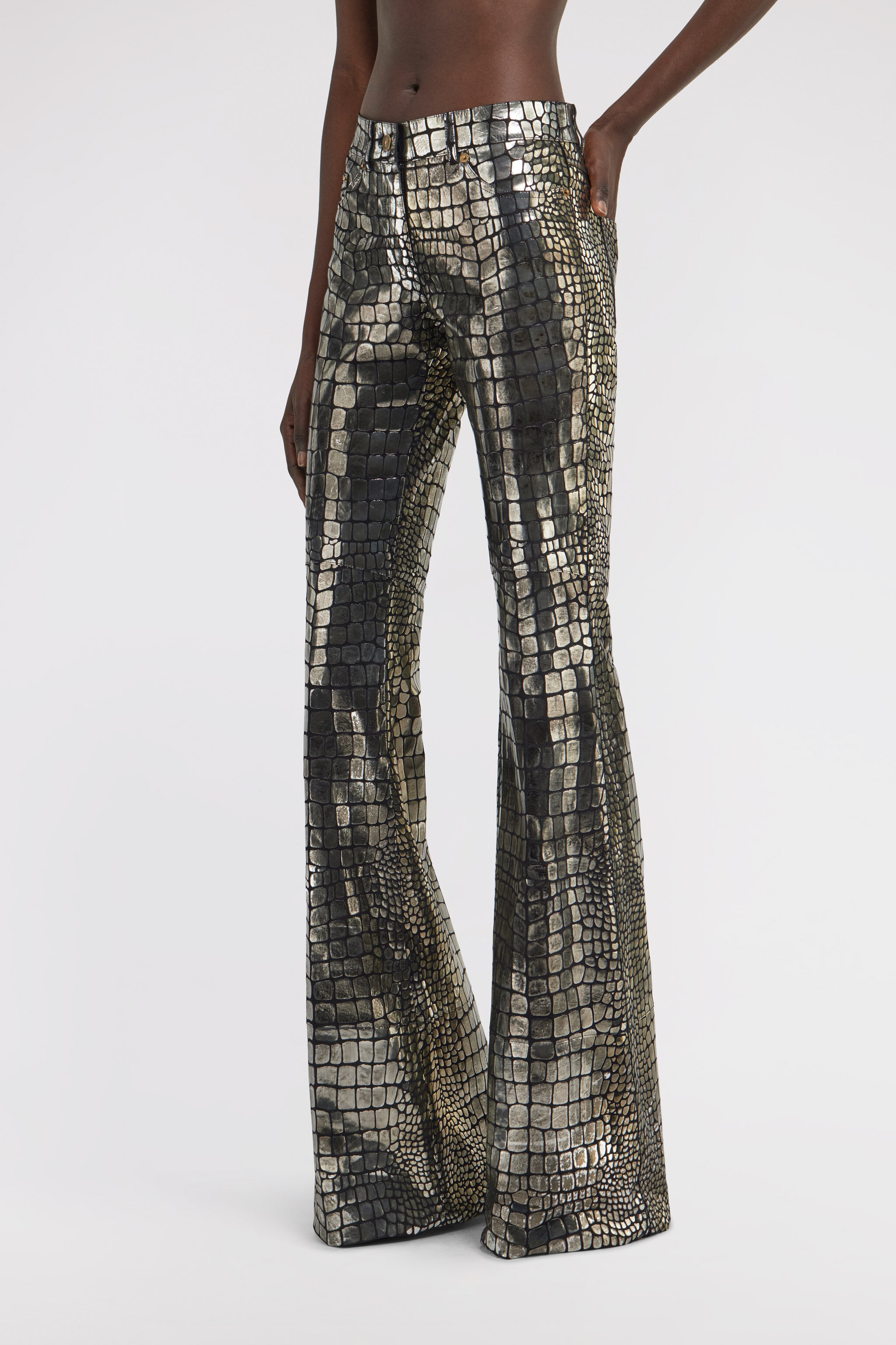 RC Crocodile Effect Pants Silver TKP201-PN003