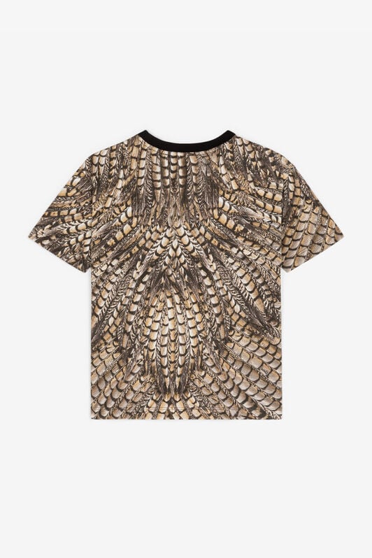 JU T-shirt en coton à imprimé Falcon Marron clair RJT628-JFG83