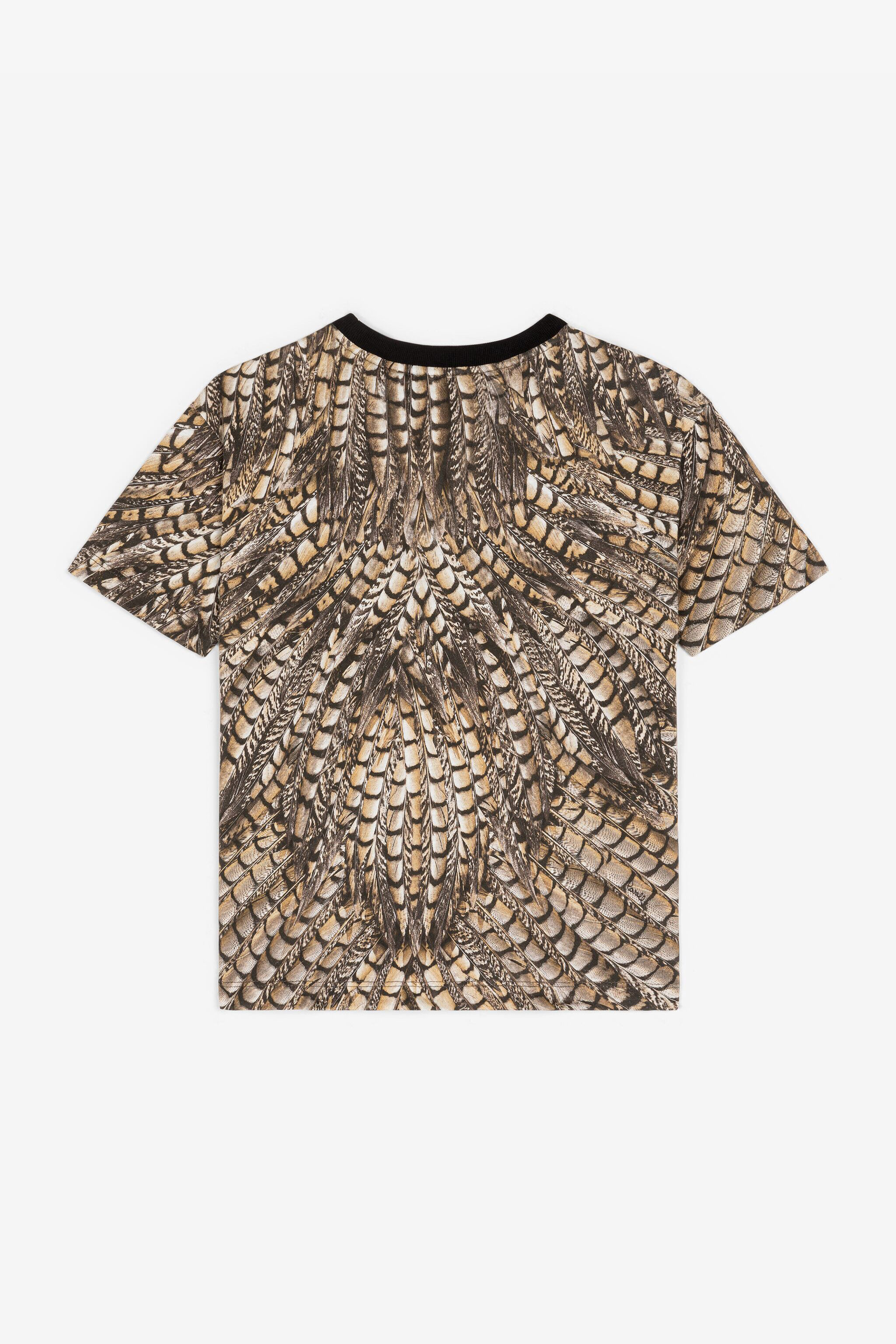JU T-shirt en coton à imprimé Falcon Marron clair RJT628-JFG83
