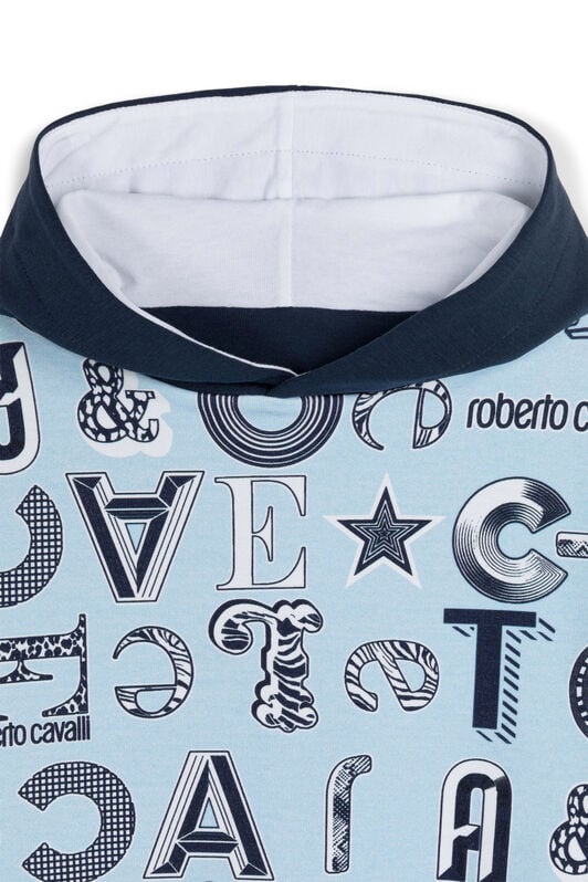 JU Abstract Logo-Print Hoodie JU Abstract Logo-Print Hoodie Hellblau MJT90D-HUB63